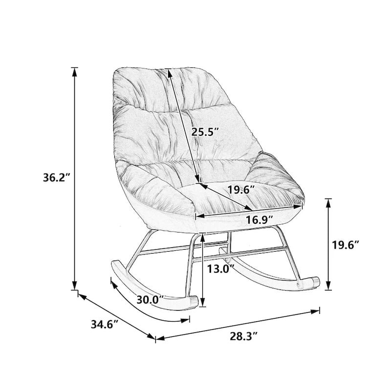 Fauteuil à bascule capitonné en tissu bouclé