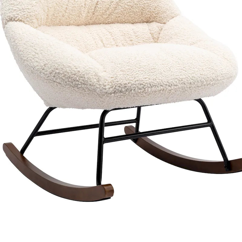 Fauteuil à bascule capitonné en tissu bouclé