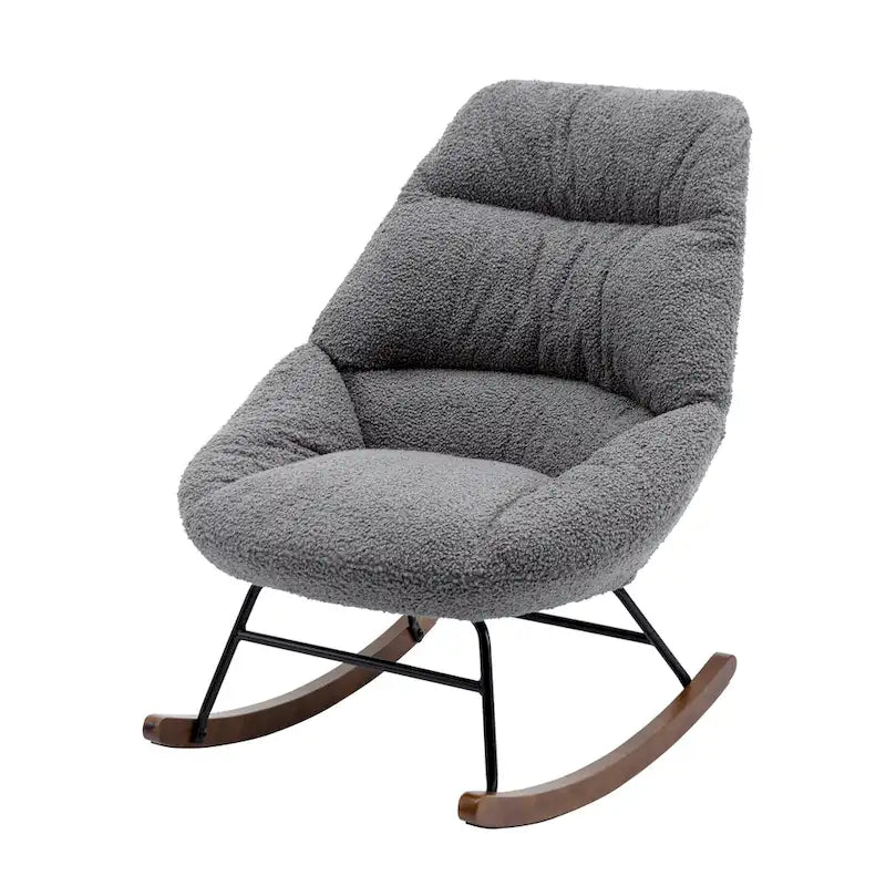 Fauteuil à bascule capitonné en tissu bouclé