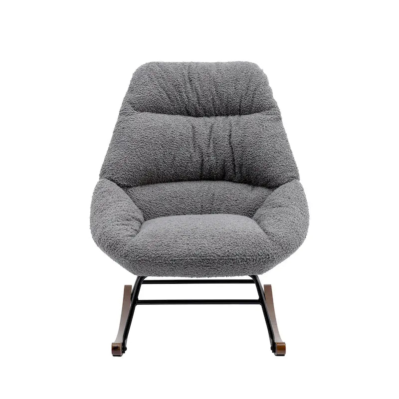 Fauteuil à bascule capitonné en tissu bouclé