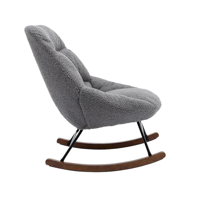 Fauteuil à bascule capitonné en tissu bouclé