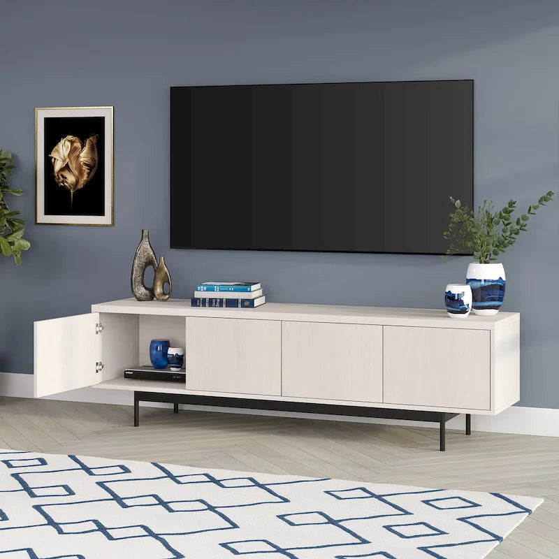 Support TV rectangulaire, adapté aux téléviseurs jusqu'à 75 pouces et d'une largeur de 69,5 pouces.