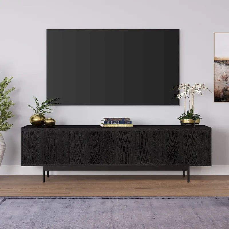 Support TV rectangulaire, adapté aux téléviseurs jusqu'à 75 pouces et d'une largeur de 69,5 pouces.