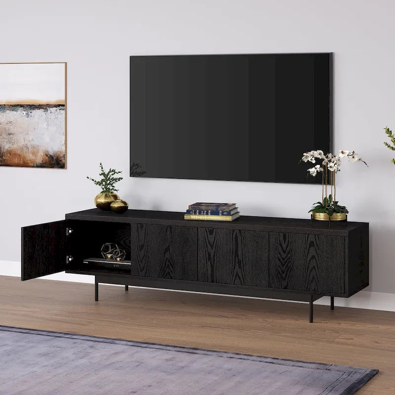 Support TV rectangulaire, adapté aux téléviseurs jusqu'à 75 pouces et d'une largeur de 69,5 pouces.