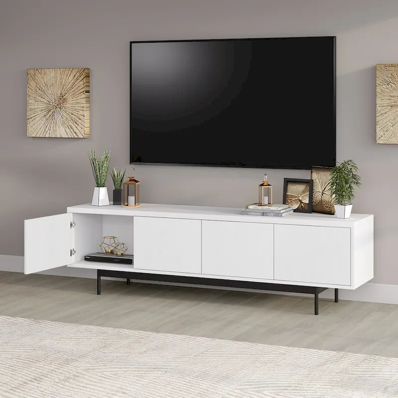 Support TV rectangulaire, adapté aux téléviseurs jusqu'à 75 pouces et d'une largeur de 69,5 pouces.
