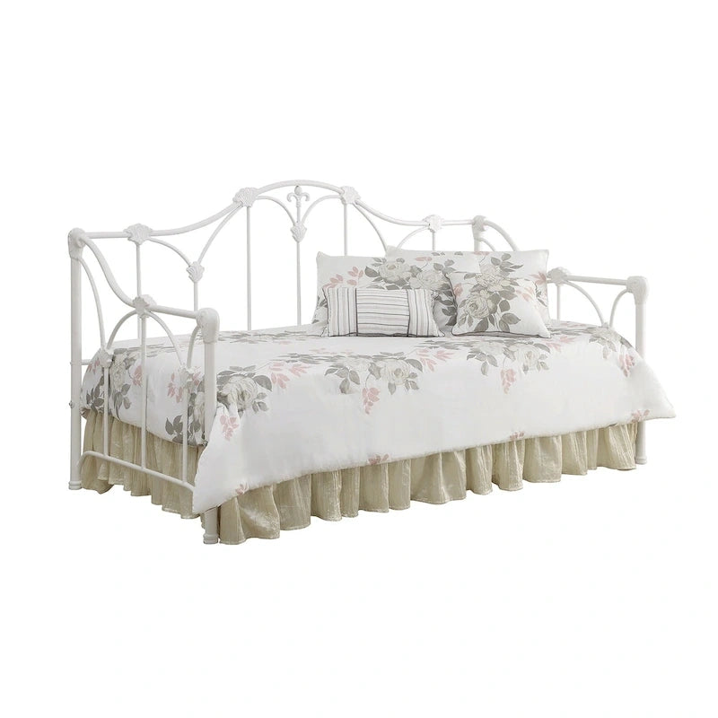 Lit de repos double en métal blanc