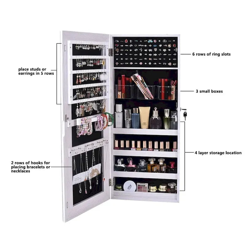 L'ensemble de la surface en PVC Film Mural Suspendu Porte Avec Serrure Bijoux Armoire Miroir Armoire Blanche