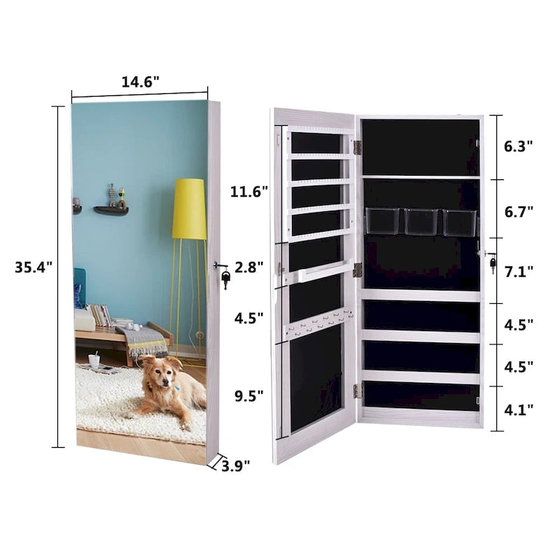 L'ensemble de la surface en PVC Film Mural Suspendu Porte Avec Serrure Bijoux Armoire Miroir Armoire Blanche