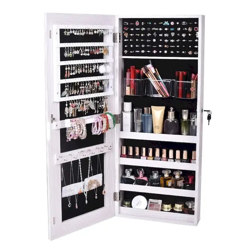 L'ensemble de la surface en PVC Film Mural Suspendu Porte Avec Serrure Bijoux Armoire Miroir Armoire Blanche