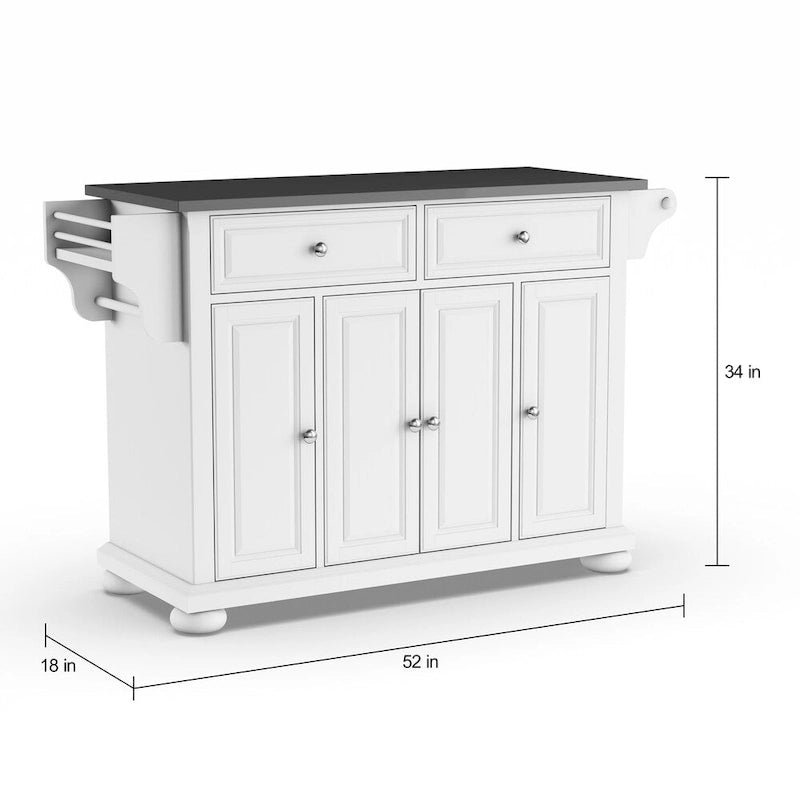 Dessus en acier inoxydable Îlot/Chariot de cuisine pleine grandeur - 45,7 P x 130,8 L x 86,4 H cm
