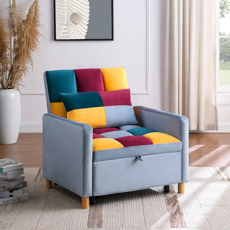 Canapé-lit convertible, fauteuil réglable avec oreiller, fauteuil-lit multifonctionnel