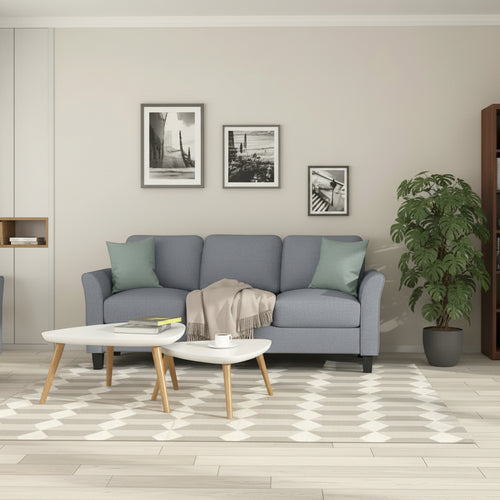 3-Seat Sofa Living Room Linen Fabric Sofa