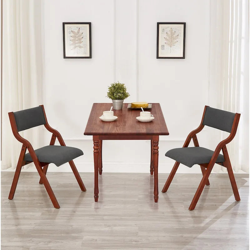Lot de 2 chaises pliantes modernes en bois rembourrées avec assise capitonnée