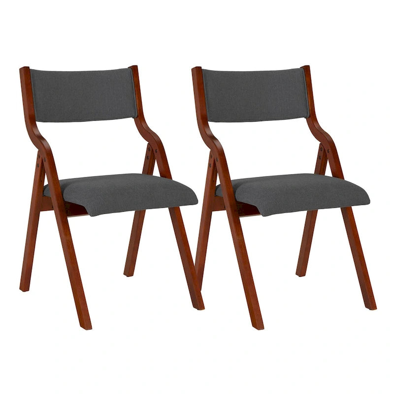 Lot de 2 chaises pliantes modernes en bois rembourrées avec assise capitonnée