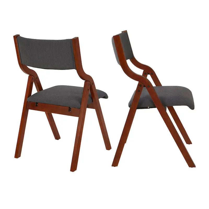 Lot de 2 chaises pliantes modernes en bois rembourrées avec assise capitonnée