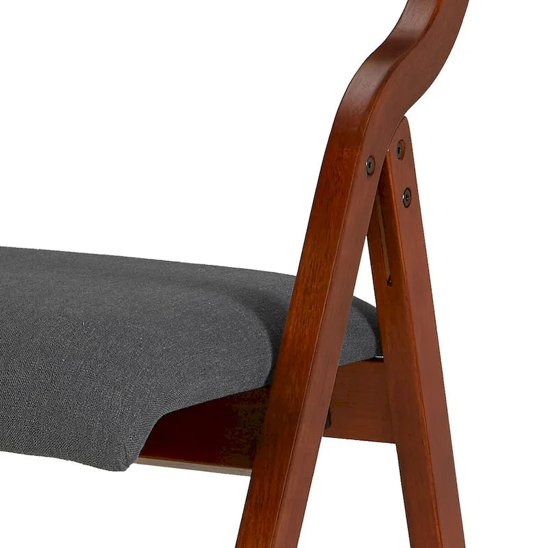 Lot de 2 chaises pliantes modernes en bois rembourrées avec assise capitonnée