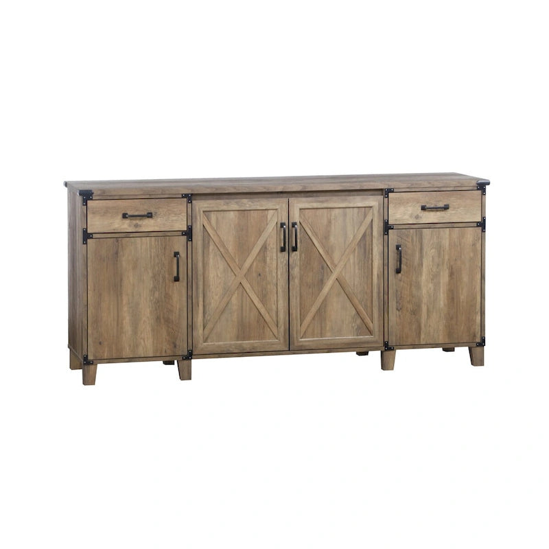 Bahut classeur rustique en chêne quatre portes Oxford - 64,7 l x 15,8 P x 29,7 H