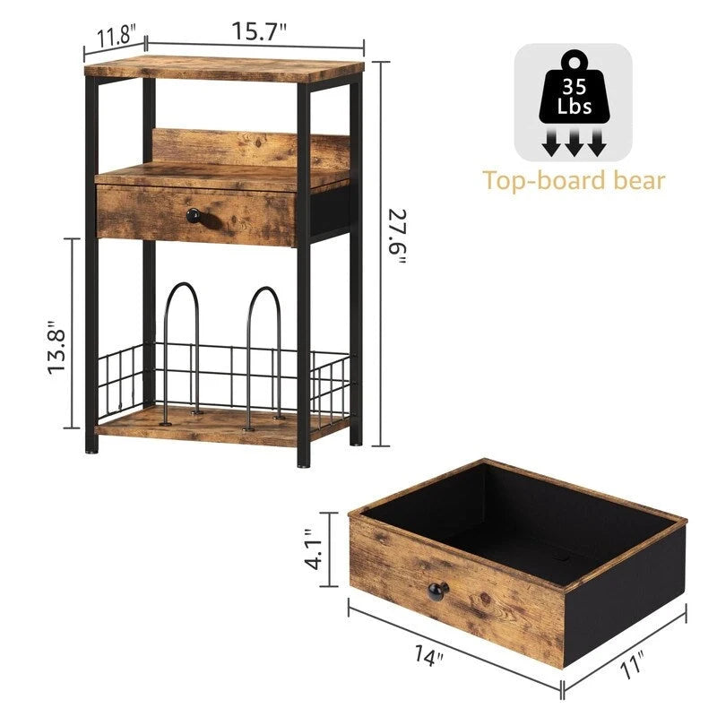 Meuble pour tourne-disque avec rangement pour vinyles – 15,7x11,8x27,6